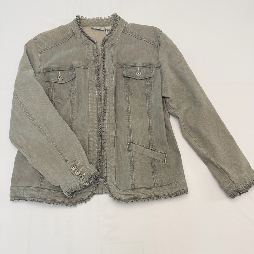 Chico's Gray Frayed Edge Jacket
